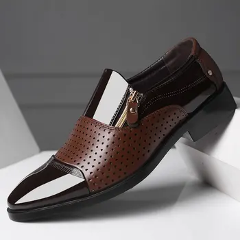 Итальянская черная официальная обувь Мужские лоферы Свадебные модельные туфли Оксфорды из лакированной кожи для мужской кожаной обуви