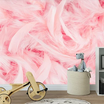 wellyu Красивое розовое перо фламинго телевизор диван стена пользовательские большие настенные обои papel de parede para quarto papel mural