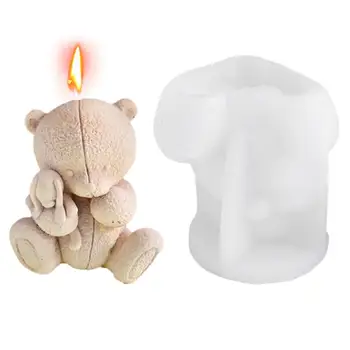 3D Милый Медведь, силиконовая форма для свечей, Игрушечный Медведь в сидячем положении, сделай сам, Гипсовые украшения для ароматерапии вручную, Гипсовая форма для выпечки