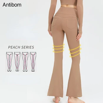 Расклешенные брюки для йоги Antibom для женщин, леггинсы для похудения, эластичные брюки для танцев и фитнеса, микро-расклешенные брюки