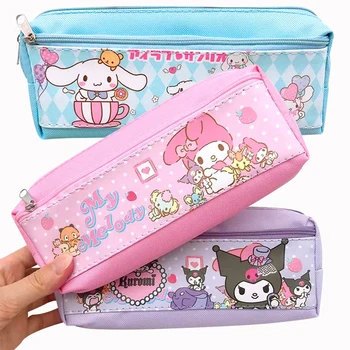 Пенал Sanrio Kuromi Cinnamoroll Melody Pu Kawaii Мультяшная сумка для ручек, коробка для канцелярских принадлежностей, школьные принадлежности, детские игрушки в подарок