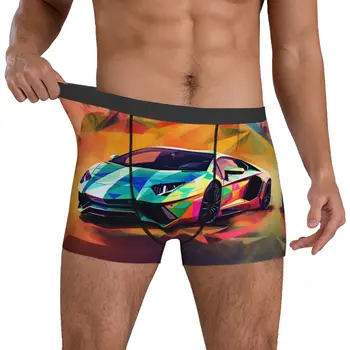 Обложка нижнего белья для роскошного спортивного автомобиля с принтом в стиле неофовизма, трусы Hot Man, однотонные шорты, трусы-подарок на День рождения