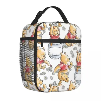 Сумки для ланча с изоляцией Disney Winnie The Pooh, портативная термосумка с рисунком аниме, Многоразовая сумка-тоут, ланч-бокс, Рабочая сумка для Бенто на открытом воздухе