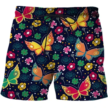 Модные летние мужские шорты с 3D-принтом с изображением бабочки, быстросохнущие шорты для плавания, повседневные пляжные брюки большого размера, трендовая мужская одежда