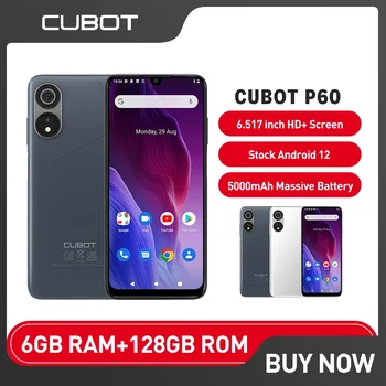 Смартфон Cubot P60 Android 12 Восьмиядерный 6,517 дюймов HD 6 ГБ + 128 ГБ Мобильный телефон 20 МП 5000 мАч Мобильный телефон с двумя SIM-картами 4G LTE, GPS, OTG