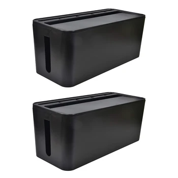 2X Коробка для управления кабелями для настольных решений для управления кабелями и прокладки кабелей питания (черный)