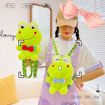 Новая милая плюшевая игрушка Sanrio, мультяшная плюшевая сумка, забавная большеглазая кукла-лягушка, подарок на день рождения для подруги