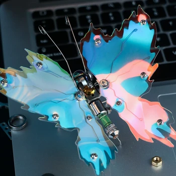 105 шт. 3D пазлы Механические насекомые Набор моделей Blue Flame Butterfly Сделай сам Металлическая сборка Игрушки в стиле стимпанк для детей и девочек