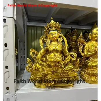 30 см большой Тантрический буддизм МЕДНАЯ позолота эффективная удача Желтая Джамбала бог богатства Храмы Будды Буддийский зал Поклонения