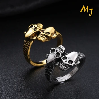 Властное мужское кольцо в виде готической двуглавой змеи, классическое женское регулируемое открывающееся кольцо, креативный подарок для велосипеда с животными