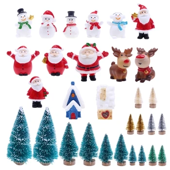 Миниатюрные украшения для рождественской сцены, модель мебели для кукольного домика, игрушечные снеговики, Северный Олень, Санта Пайн для прямой поставки