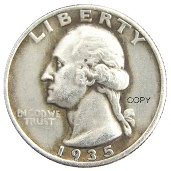1935 долларов США, четверть доллара Вашингтона, посеребренная копировальная монета