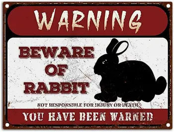 Предупреждающие знаки в стиле ретро, Остерегайтесь Кролика, Жестяные знаки Metel, Забавные, Остерегайтесь Животных, Декоративные знаки, Винтажная стена
