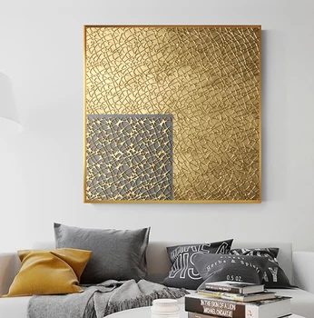 Черно-золотая картина на холсте, Абстрактный квадратный плакат, модный настенный арт Cuadro Decorativo Для гостиной Studio Simplicity