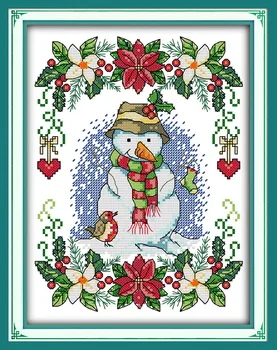 Новогодний набор для вышивания крестиком снеговика с Рождеством мультфильм 14 карат 11 карат количество печатных холстов вышивка DIY рукоделие ручной работы плюс