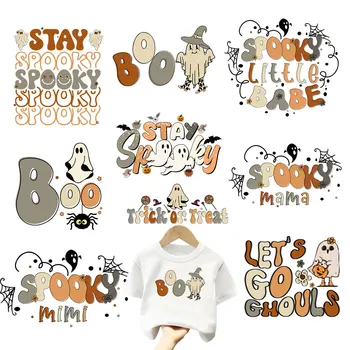 Милые Наклейки На Хэллоуин На Детскую Одежду Boo Baby Spooky Теплопередачи, Глаженые нашивки На Одежду, Аппликация, футболки, наклейки своими руками