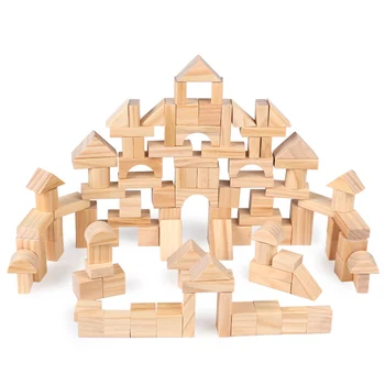 100 шт деревянных строительных блоков, Обучающий блок, деревянная игрушка, детские Конструкторские игры для детей, Выразительные игрушки-пазлы