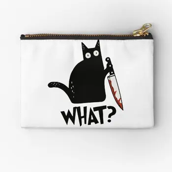 Кошка, Какая Убийственная Черная кошка С ножом, сумки на молнии, мужская сумка, косметический кошелек для ключей, карман для хранения Чистого женского нижнего белья, носки