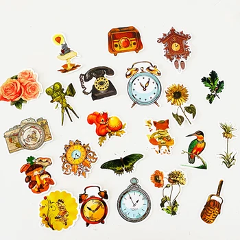50 шт. /упак., часы в стиле ретро с птицами, лесные животные, водонепроницаемые декоративные наклейки