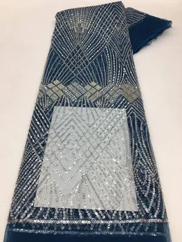 Африканская кружевная ткань 2023, Французские Нигерийские кружевные ткани с пайетками, Высококачественное Тюлевое кружево для женщин, свадьба AXX5461
