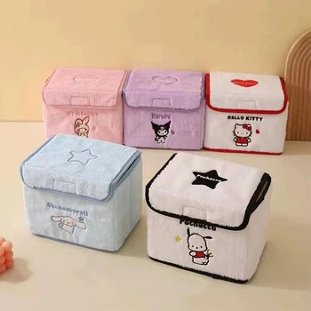 Sanrio Kawaii Hello Kitty Коробка для хранения My Melody Cinnamoroll Аниме Мультфильм, Милый Модный Мягкий Портативный Многофункциональный Ящик для хранения