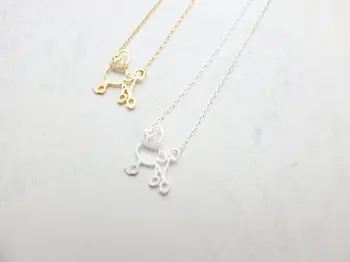 Простое Полое ожерелье с подвеской в виде Собаки-1шт (2 цвета без словосочетания)-Золото и серебро