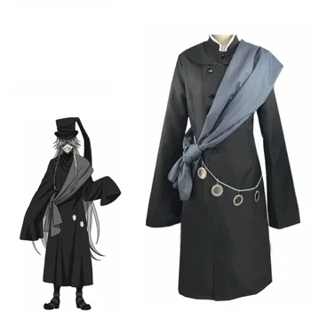 Черный дворецкий, Гробовщик Курошицудзи, мужской косплей, женский праздничный костюм на Хэллоуин, изготовленный на заказ, Полный комплект, Шляпа, цепочка и парик
