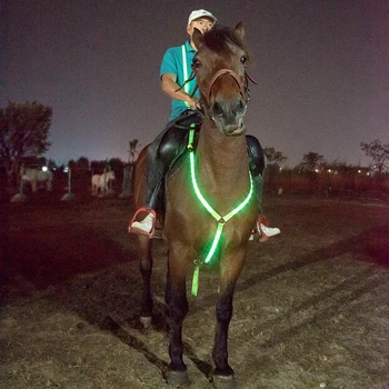 Нейлоновая светодиодная упряжь для верховой езды В ночное время Регулируемый светодиодный ошейник для легкой кавалерии