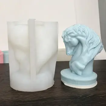 Искусство из гипса для свечей Многоразовая 3D Скульптура головы лошади Силиконовая форма для изготовления мыла из гипса и смолы Своими руками Домашний декор Diy Инструмент