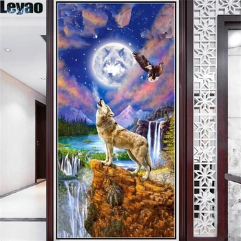 Большой размер пейзажный волк DIY 5D алмазная картина с полной дрелью квадратная круглая вышивка мозаичное художественное изображение из стразов домашний декор