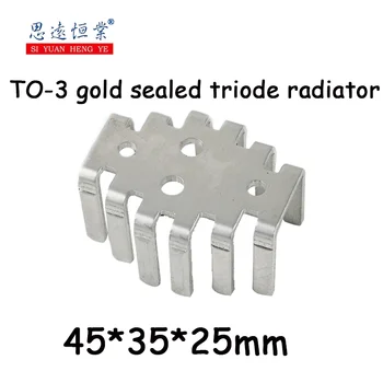 10шт Радиатор Алюминиевый радиатор TO-3 триодный радиатор с золотым покрытием 45*35*25 мм с отверстиями