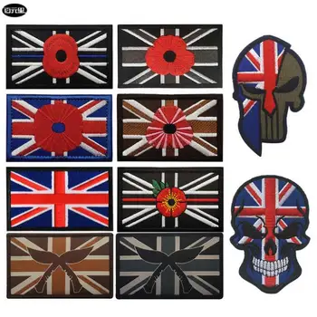 Флаг Британского союза Джек Нашивка на флаг Великобритании Череп Спарта крючок на спине боевой дух военно тактические цветочные нашивки