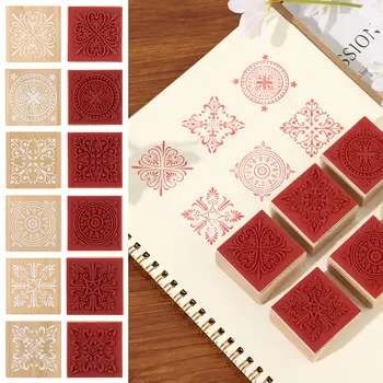 Новый DIY Craft Штамповка резиновыми квадратными цветочными штампами Деревянный скрапбукинг