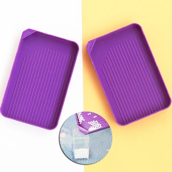 Квадратный / Круглый лоток для сортировки бусин Алмазная Дрель для рисования Фиолетовая Пластиковая пластина большой емкости для вышивания крестиком Инструмент для точечного сверления ногтей