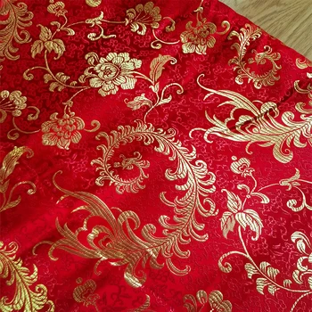 75x50 см дамасский шелк в красном цветочном стиле, атласная парча, жаккардовая ткань, материал для обивки костюмов, мебели, штор, одежды