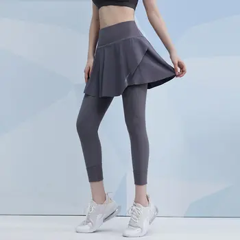 2024 Женские штаны для йоги с высокой талией, цельная юбка с подтяжкой бедер, спортивные леггинсы для бега в помещении и на открытом воздухе, брюки для фитнеса, одежда для спортзала