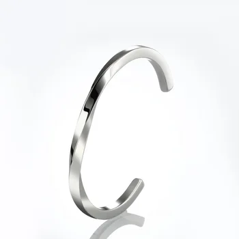 Минималистичный браслет Мебиуса, открытый браслет-манжета из нержавеющей стали, Витой металлический браслет, Женский браслет