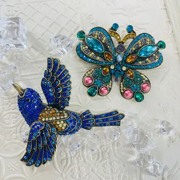 Густо Инкрустированная стразами Брошь в виде бабочки и Зимородка Heidi Colorful Magpie Аксессуары для одежды в форме тяжелой Промышленности