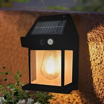Открытый Солнечный Настенный Светильник Водонепроницаемый Вольфрамовая Лампа Накаливания Индукционная Лампа Бытовой Свет Садовый Настенный Светильник