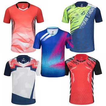 Рубашки для бадминтона, спортивные футболки для мужчин, женщин, быстросохнущие дышащие рубашки для настольного тенниса, рубашки для бега, теннисные рубашки для фитнеса