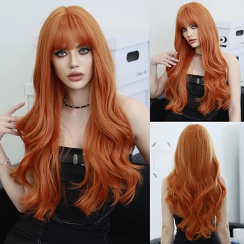 Длинные волнистые рыжие парики NAMM для женщин, популярный синтетический парик для ежедневного косплея на Хэллоуин, волосы высокой плотности