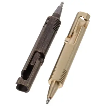 Мини-латунная ручка, легко переносимая Выдвижная Карманная шариковая ручка многоразового использования для подписи