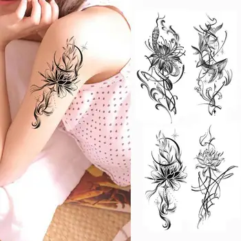 Временные татуировки с цветами Для женщин, наклейки с татуировкой Змеи, Оленя для рук, рукава, Поддельная татуировка для мужчин, водонепроницаемая