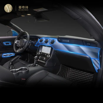 Для Ford Mustang 2017-2023 Защитная пленка для салона автомобиля, ТПУ, прозрачная самоклеящаяся пленка для краски, наклейка на консоль против царапин