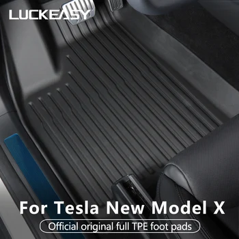 Удачливый автомобильный коврик для ног Tesla Model X 2023 Водонепроницаемый Защитный коврик для спинки заднего сиденья из TPE, коврик для багажника, автомобильные аксессуары