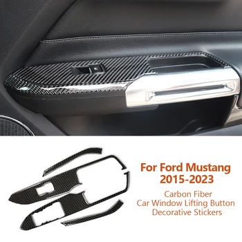 Для Ford Mustang 2015-2023 Автомобильный Стайлинг Из Углеродного Волокна Кнопка Подъема Окна Автомобиля Декоративная Наклейка Аксессуары Для Изменения интерьера Авто