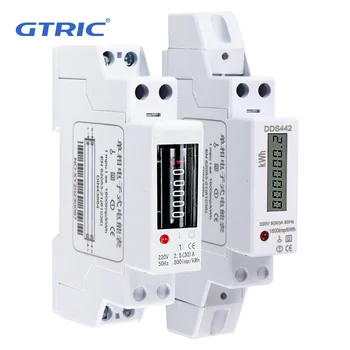 GTRIC 1P Однофазный Счетчик Энергии Рельсового типа Переменного тока 220 В 50 Гц ЖК-дисплей Счетчика На DIN-рейке Цифровой Ваттметр Мощность Счетчик Электроэнергии