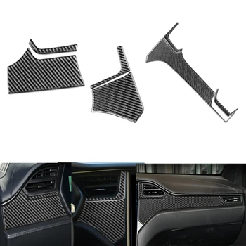 Для Tesla Model X 2016-2020 S 2012-2020 Наклейки для украшения приборной панели, отделка чехла, аксессуары для интерьера автомобиля из настоящего углеродного волокна