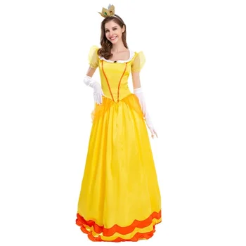 Платье принцессы Дейзи, косплей-костюм для взрослых женщин, платье для костюма на Хэллоуин