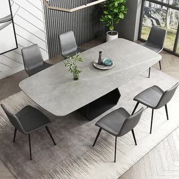 Итальянский минималистский обеденный стол из каменной плиты минималистичный современный дизайнерский креативный легкий роскошный обеденный стол и стул